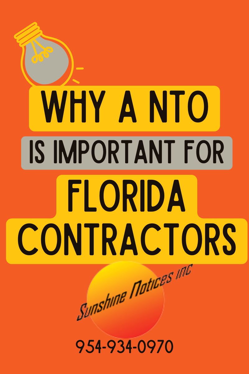 Illustration of Notice to Owner (NTO) process in Florida construction for securing lien rights